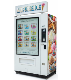 Аппарат по продаже мороженного в банках.
