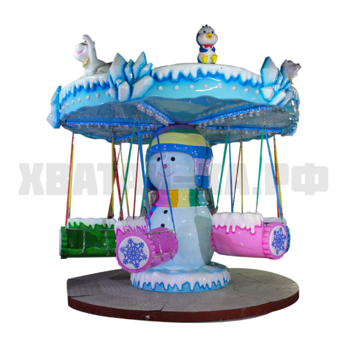 Поездка на летающем стуле по снегу